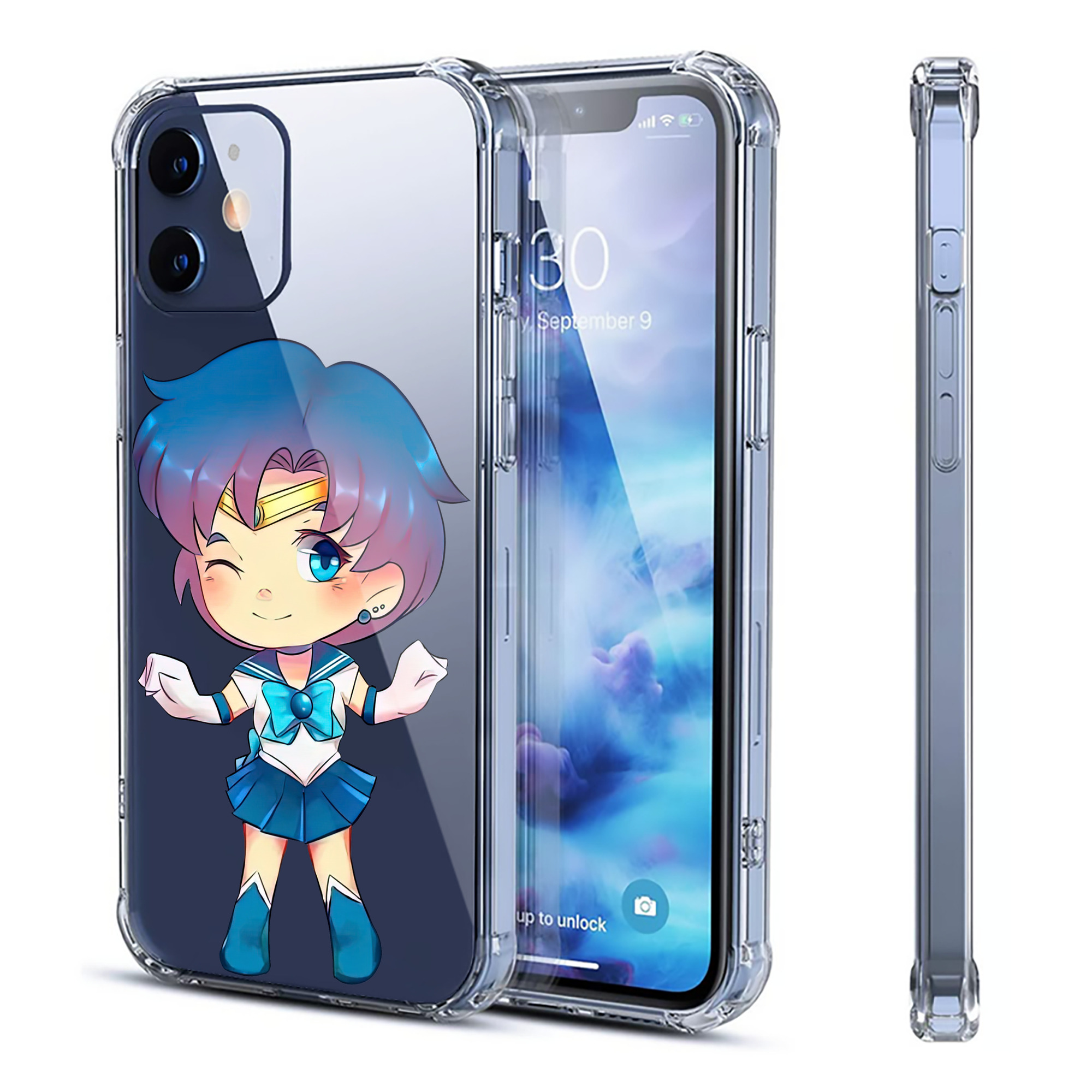（画像用） 美少女戦士セーラームーン 水野 亜美 みずの あみ Sailor Moon Mizuno Ami 【iPhone 12シリーズ対応】透明スマホケース（クリアソフトケース）